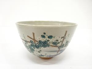 撫山造　色絵　花　茶碗(無地箱付)